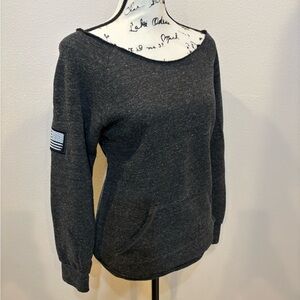 Red White Blue RWB Apparel Off the Shoulder Sweatshirt Patriotic Flag Shirt Top